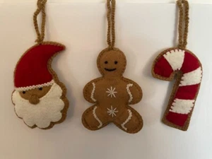 Crate and Barrel Melange/Peru-Santa/Gingerbread/Candy Cane Ornament Set- NWT - Picture 1 of 5
