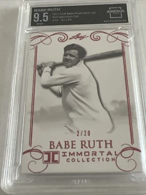 2017 Leaf Babe Ruth #34 Immortal Collection RED FOIL /20 GRADED ARENA CLUB 9.5 - Image 1 of 4