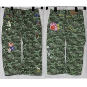 Camo Embroidered Girls Jeans Capri Size 6X/7 Adjustable Love Bird Heart Est.1989 - Picture 1 of 12