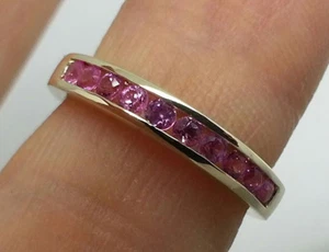 R165 Genuine 9K 9ct Gold Natural Pink Sapphire Ring Eternity Band made to size - Picture 1 of 5