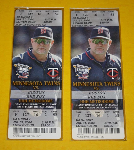 Minnesota Twins Ticket Stub | July 31 2004 | Michael Cuddyer HR Torii Hunter Hit Cover