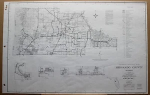 General Road Map of Hernando County Florida 1974 18x28" - Picture 1 of 3