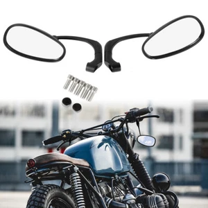 Black Motorcycle Rearview Side Mirrors Oval 8mm&10mm For  Kawasaki Suzuki ATV - Imagen 1 de 12