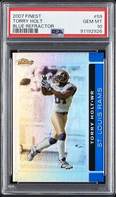 2007 FINEST BLUE REFRACTOR #59 TORRY HOLT 134/299 PSA 10 - Image 1 of 2