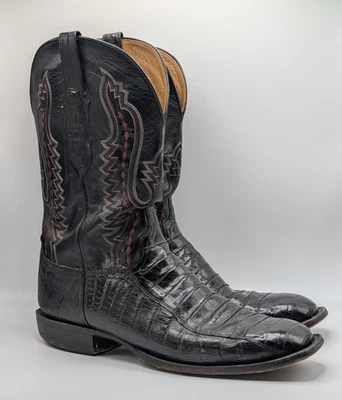 Botas de Vaquero Lucchese Ultra Vientre Caimán Para Hombres 13D Negras Puntera Cuadrada Occidentales Foto 1 de 4