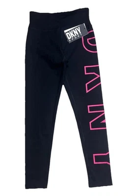 DKNY Sport Women's XS High-Waist 7/8 Leggings Super Support Tight Pink Black NWT - Image 1 of 4