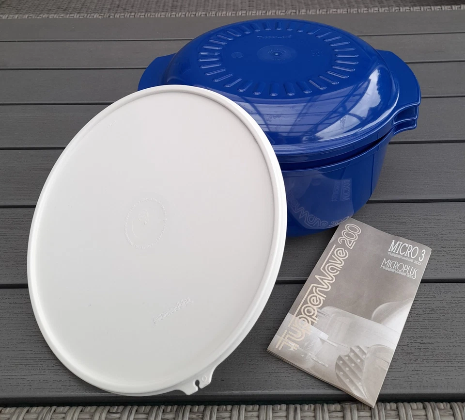 Tupperware Micro 3 Microplus 4 tlg. Gar Set 750ml/1,75l/3l + Deckel blau TOP !!! - Bild 1 von 4