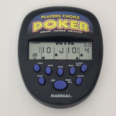 Radica Players Choice Poker Handheld Game 1997 Draw Joker Deuces Tested Vintage - Image 1 of 4