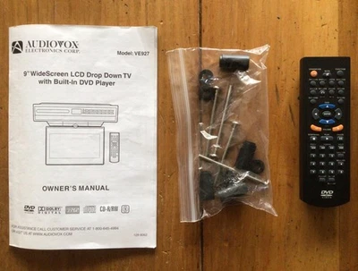 Remote Control Instruction Manual Mounting Parts For Audiovox Drop Down TV VE927 - Image 1 of 4