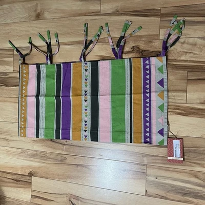 Cenefa cortina café con lazos Gudrun Sjoden moderna a rayas con estampado geométrico Foto 1 de 4