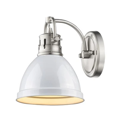 Aplique de baño Golden Lighting 3602-BA1-PW blanco Duncan luz individual 9"H Foto 1 de 4