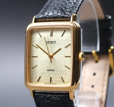 Винтажные кварцевые мужские часы 1996 почти как новые Seiko Spirit 5E21-5B50 Gold Tank ЯПОНИЯ - Изображение 1 из 4