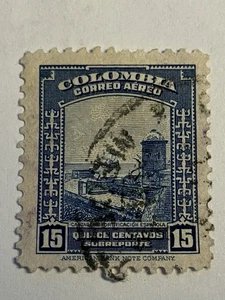 Colombia 1950. Air mail. 15 c. Spanish Fortification Cartagena. - Bild 1 von 2