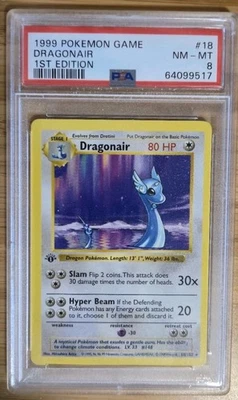 1999 Pokemon TCG Dragonair 018/102 Base Set Shadowless 1st Edition PSA 8 + Gift! - Image 1 of 2