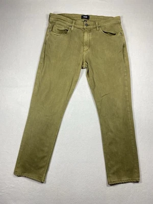 Pantalones de mezclilla Paige Federal para hombre 34x30 verde grana teñidos elásticos ajustados pierna recta Foto 1 de 4