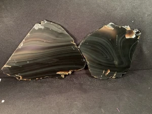 ~RW~ "OBSIDIANA OREGONAL" SIN PULIR PARA CORTAR~~ ~~ 2 REBANADAS GRANDES - Imagen 1 de 2