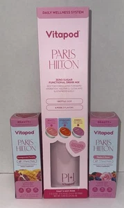 Paris Hilton Pink 22oz Vitapod Water Bottle + 6 Pods W/ Electrolytes Starter Kit - Picture 1 of 5