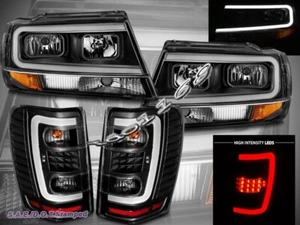 SE ADAPTA A LOS FAROS 99-04 Jeep Grand Cherokee barra C LED + luces traseras negras - Imagen 1 de 9