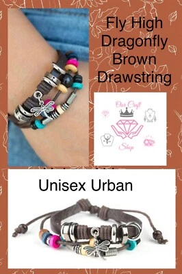 Paparazzi  Fly High DRAGONFLY 🦄 Brown Drawstring Urban Bracelet 🔥NWT 🔥RARE - Image 1 of 4