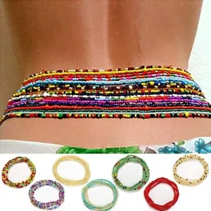 African Waist Beads Chain Layered Belly Body Chain Beach 7Pack Sexy Jewelry - Picture 1 of 4