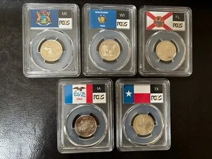 2004 S Silver Proof Set State Quarters PCGS PR69DCAM Flag Label - 5 coins - Picture 1 of 2