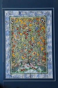 Miniature Painting Persian Art Work Silk Paper Handmade Tree of life 11.2 x 7.8" - Picture 1 of 3