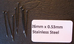 26 mm x 0,53 mm 400 Stifte EDELSTAHL ENTOMOLOGIE / INSEKTENSTIFTE MASSIVKOPF - Bild 1 von 1