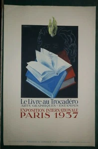 Affiche lithographie - Le livre au Trocadéro - Exposition internationale 1937 - Picture 1 of 3