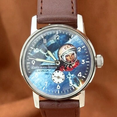 Reloj Pulsera Vintage Soviético Pobeda Programa Espacial Yuri Gagarin URSS Reparado Foto 1 de 4