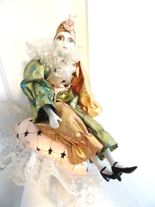 "Bufón/Arlequín Musical De Colección - Toca ""Tema de Historia de Amor"" - Muñeca de Porcelana - - Imagen 1 de 9