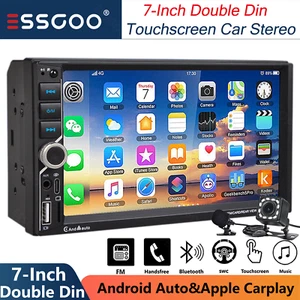 Unidad principal automática doble 2 Din estéreo para automóvil Apple Carplay Androud radio MP3 AUXILIAR + CÁMARA - Imagen 1 de 17