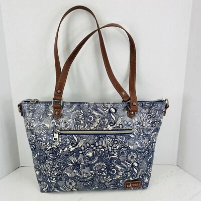 Bolso de Mano Sakroots Artist Circle Azul Marino Espíritu Desierto Blanco Azul Floral Cartera Foto 1 de 4
