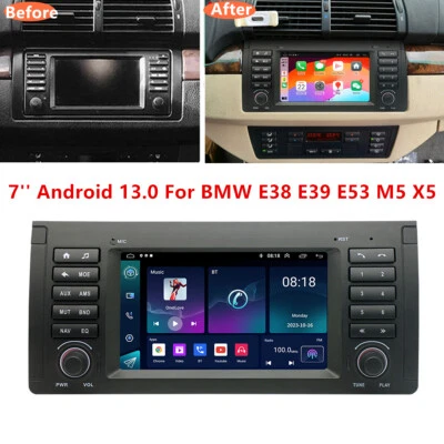 7" For BMW E39 E53 X5 GPS Navi For Apple CarPlay Car Stereo Radio Head Unit WiFi - Image 1 of 4