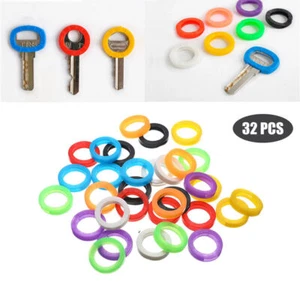 32tlg Silikon Schlüsselkappen Schlüsselkennringe Key Ring Caps Tags Rund Ring - Bild 1 von 7