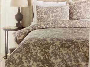 NEW Surya Clara Gray Floral King Ca King Linen Cotton Duvet Shams Set 3PC - Picture 1 of 7