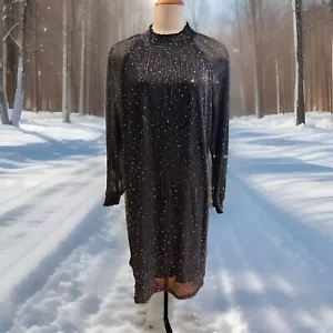 NINA LEONARD Black & Silver Sequin Dress Plus Size 2X Chest: 54” - Picture 1 of 6