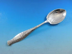 Gem Leaf by Whiting Sterling Silver Preserve Spoon Fluted 8" Vintage Server - Picture 1 of 4