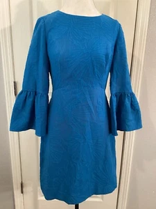 Lily Pulitzer Dress Teal Blue 3/4 Sleeves Back Zip Size 6  - Picture 1 of 6