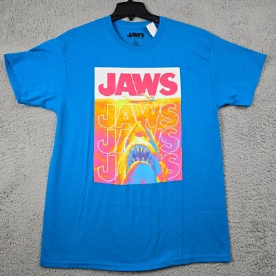 Jaws Terror Shirt Mens Blue Large L Retro Nautical Tie Dye Shark Movie USA NWT - Image 1 of 4