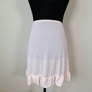 De Colección Años 60 Rosa Nylon Mini Medio Deslizamiento Encaje Volantes Mujer Talla Xs Cintura 24 Femenino - Imagen 1 de 7