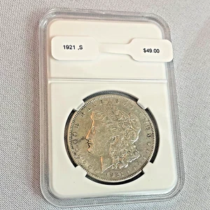 1921 S Morgan Silver Dollar Slabbed $1 Coin - Picture 1 of 3