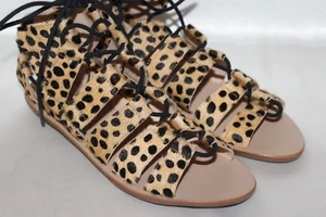 NEW! JOIE Leopard Calf Hair Leather SKYE Caged Lace Up Gladiator Sandals 6 $250 - Picture 1 of 9