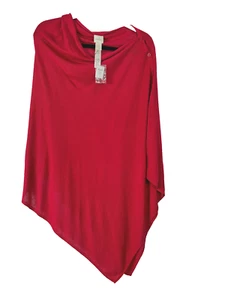 CHICO'S Suéter Poncho Rojo Sólido Talla Única OS Pullover Botón Lateral NUEVO - Imagen 1 de 8
