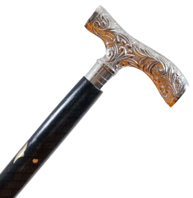 Bastón de madera con mango de cabeza de derby de latón estilo antiguo hecho a mano regalo Foto 1 de 4