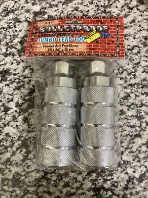 NOS Vintage Bulletproof Lead Foot Pegs BMX 3/8 x 26T x 38mm Silver Tone - Image 1 of 2
