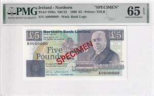 Ireland- Northern, 5 Pounds, 1990, UNC, p193bs, SPECIMEN - Picture 1 of 2