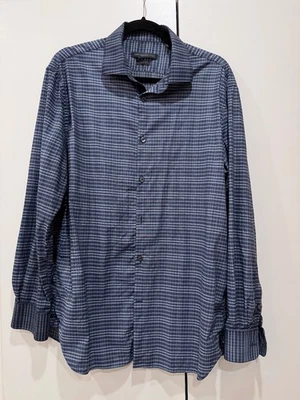 John Varvatos Men's Size Slim 16 / 32/33 Blue Button Up Long Sleeve Dress Shirt - Image 1 of 4