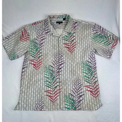 Montique 3XL Tropical Palm Leaf Print Button Down Shirt Mens - Image 1 of 4