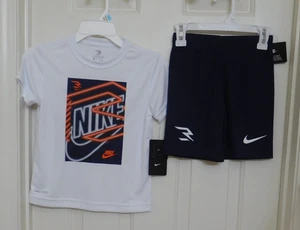 NWT 2pc Nike White Navy Orange Shirt & Shorts Set sz 4 5 or 6 - Picture 1 of 1