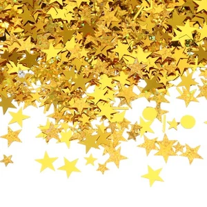 60g Star Confetti 0.2/0.4 Inch Glitter Star Table Confetti Gold Mix - Picture 1 of 6